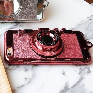 Rose gold glitter 3d camera iPhone case